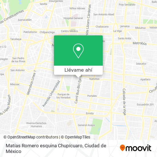 Mapa de Matías Romero esquina Chupícuaro