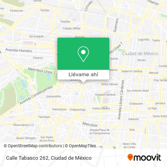 Mapa de Calle Tabasco 262