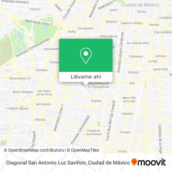 Cómo llegar a Diagonal San Antonio Luz Saviñon en Miguel Hidalgo en Autobús  o Metro?