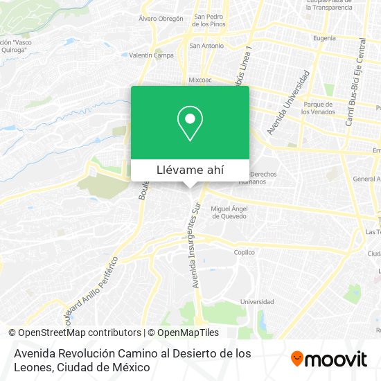 Mapa de Avenida Revolución Camino al Desierto de los Leones