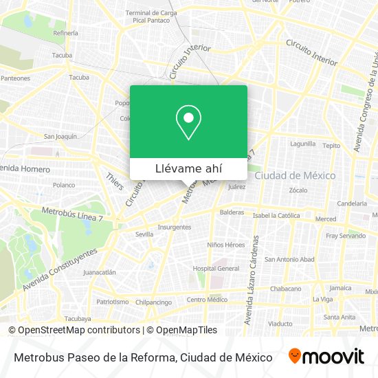 Mapa de Metrobus Paseo de la Reforma