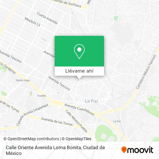Mapa de Calle Oriente Avenida Loma Bonita