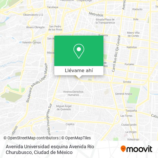 Mapa de Avenida Universidad esquina Avenida Río Churubusco