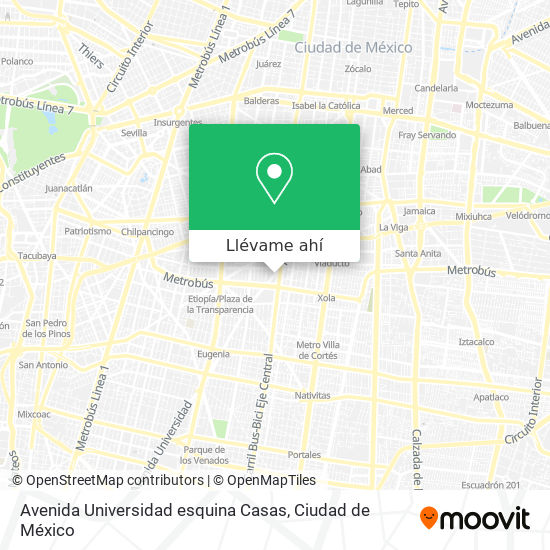 Mapa de Avenida Universidad esquina Casas