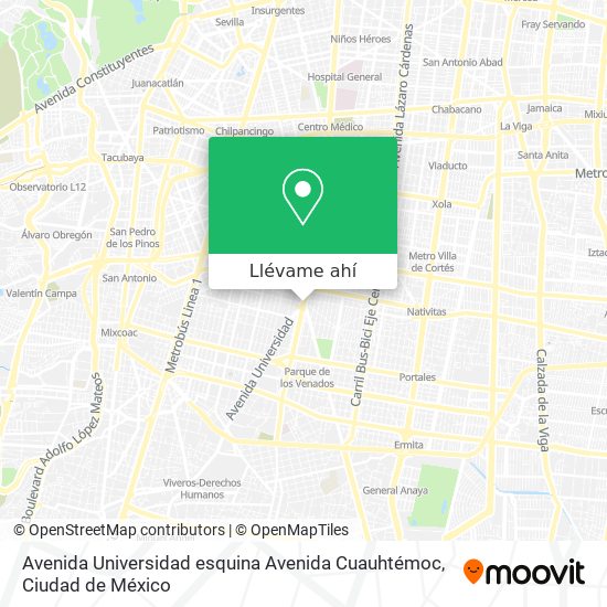 Mapa de Avenida Universidad esquina Avenida Cuauhtémoc