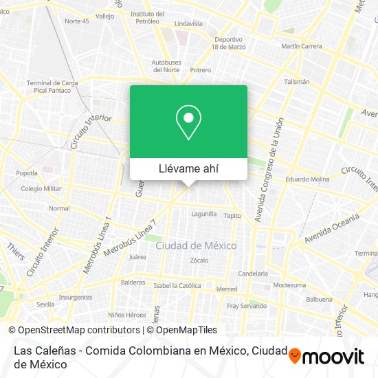 Mapa de Las Caleñas - Comida Colombiana en México
