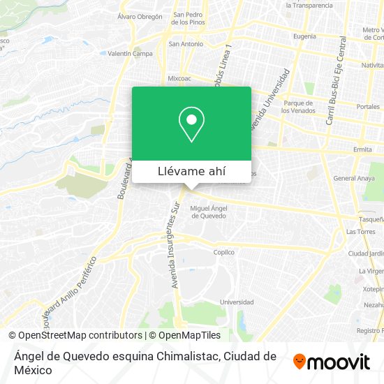 Mapa de Ángel de Quevedo esquina Chimalistac