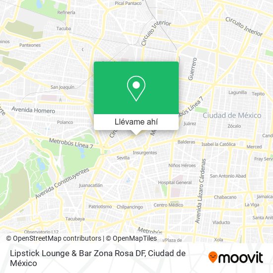 Mapa de Lipstick Lounge & Bar Zona Rosa DF