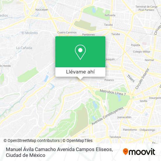 Mapa de Manuel Ávila Camacho Avenida Campos Elíseos