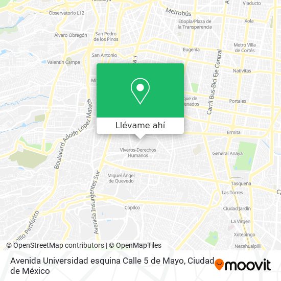 Mapa de Avenida Universidad esquina Calle 5 de Mayo