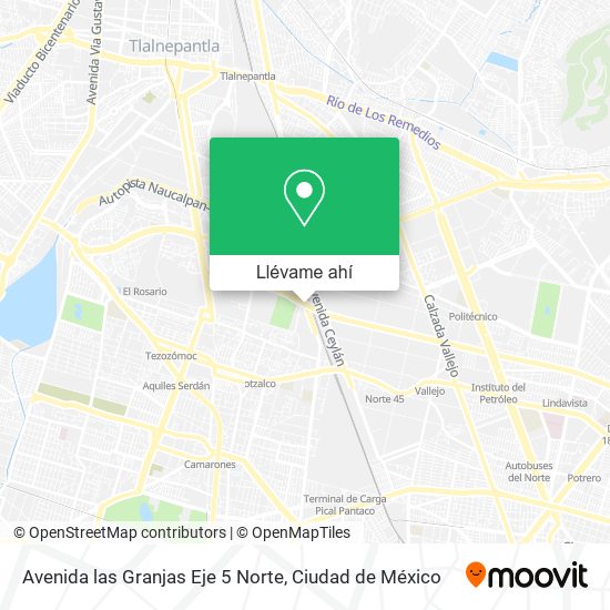 Mapa de Avenida las Granjas Eje 5 Norte