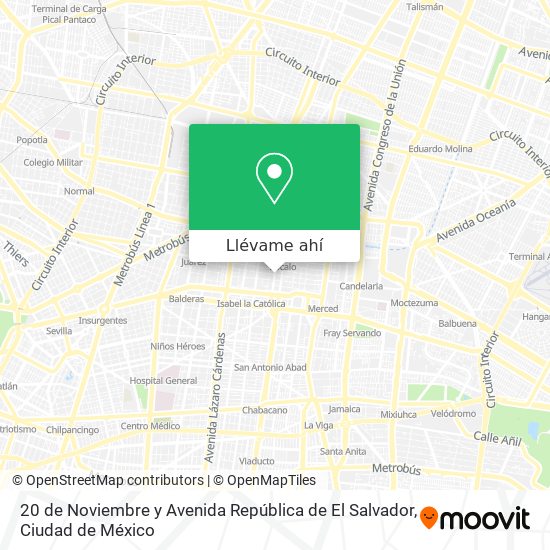 Mapa de 20 de Noviembre y Avenida República de El Salvador