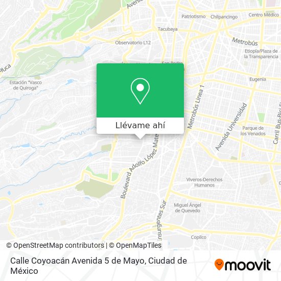 Mapa de Calle Coyoacán Avenida 5 de Mayo