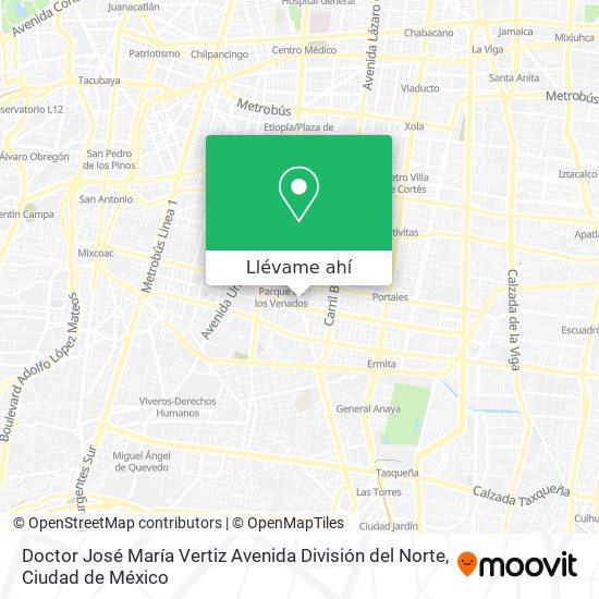 Mapa de Doctor José María Vertiz Avenida División del Norte