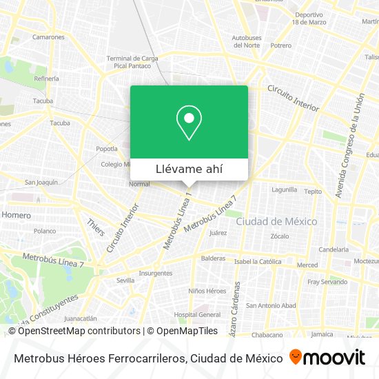Mapa de Metrobus Héroes Ferrocarrileros