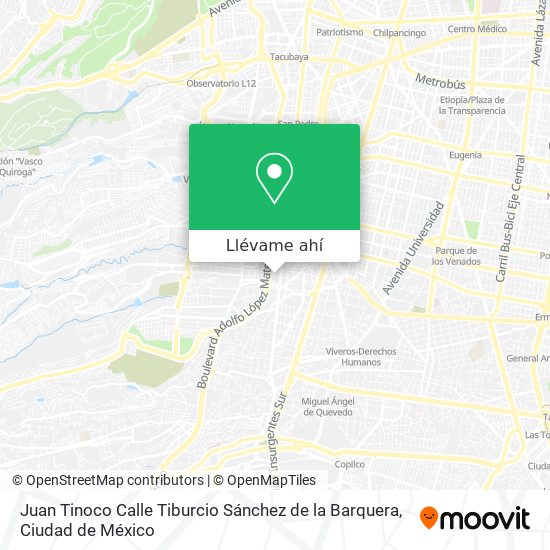 Mapa de Juan Tinoco Calle Tiburcio Sánchez de la Barquera
