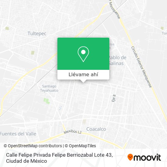 Mapa de Calle Felipe Privada Felipe Berriozabal Lote 43