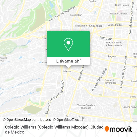 Mapa de Colegio Williams (Colegio Williams Mixcoac)