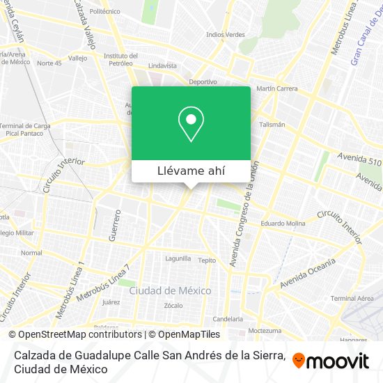 Mapa de Calzada de Guadalupe Calle San Andrés de la Sierra