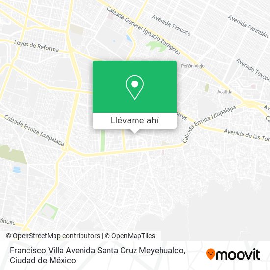 Mapa de Francisco Villa Avenida Santa Cruz Meyehualco