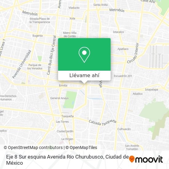 Mapa de Eje 8 Sur esquina Avenida Río Churubusco