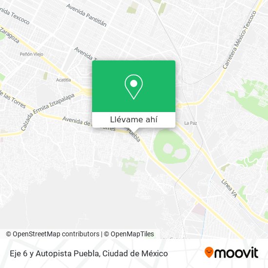 Mapa de Eje 6 y Autopista Puebla