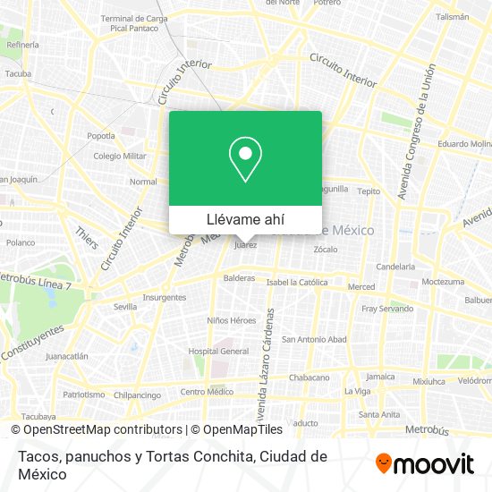 Mapa de Tacos, panuchos y Tortas Conchita