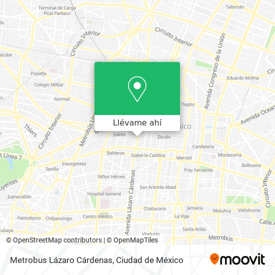 Mapa de Metrobus Lázaro Cárdenas