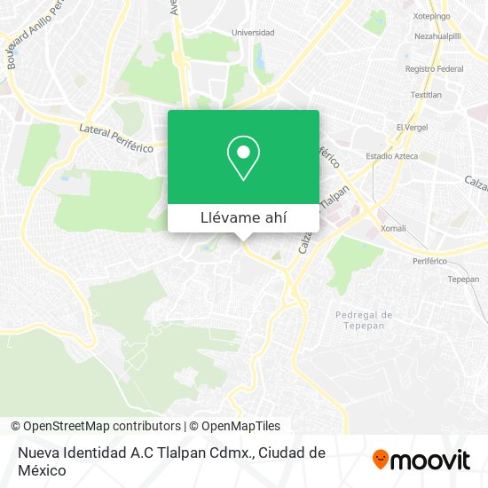 Mapa de Nueva Identidad A.C Tlalpan Cdmx.