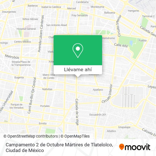 Mapa de Campamento 2 de Octubre Mártires de Tlatelolco