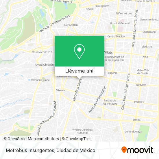 Mapa de Metrobus Insurgentes