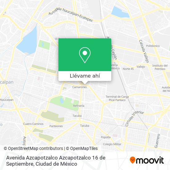 Mapa de Avenida Azcapotzalco Azcapotzalco 16 de Septiembre