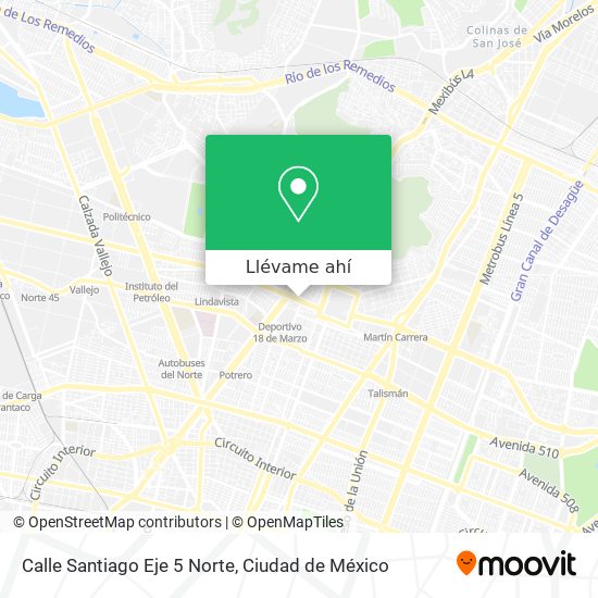 Mapa de Calle Santiago Eje 5 Norte