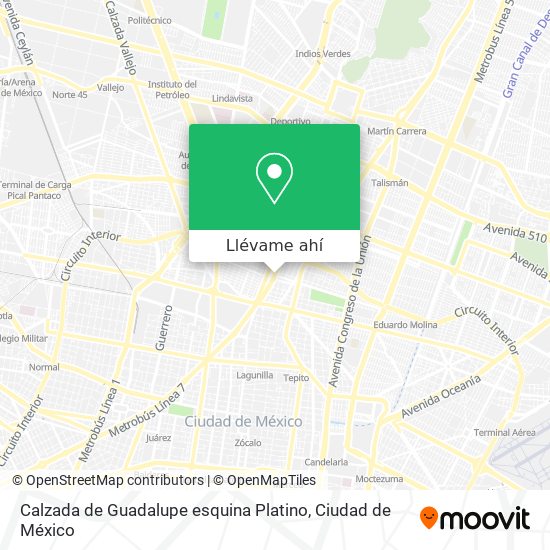 Mapa de Calzada de Guadalupe esquina Platino
