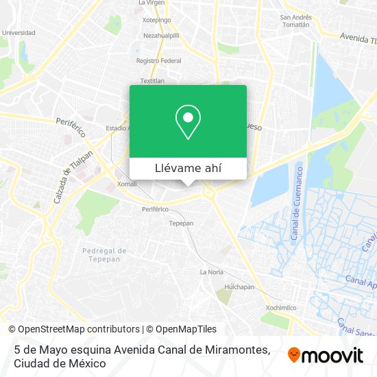 Mapa de 5 de Mayo esquina Avenida Canal de Miramontes