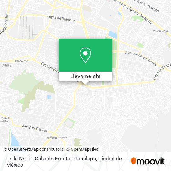 Mapa de Calle Nardo Calzada Ermita Iztapalapa