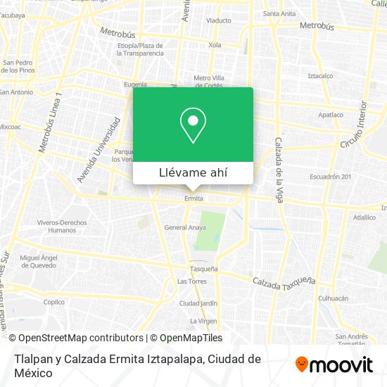 Mapa de Tlalpan y Calzada Ermita Iztapalapa