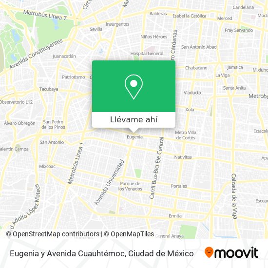 Mapa de Eugenia y Avenida Cuauhtémoc