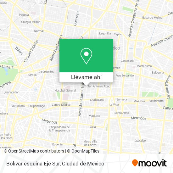 Mapa de Bolívar esquina Eje Sur