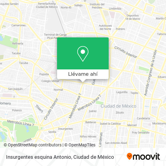 Mapa de Insurgentes esquina Antonio