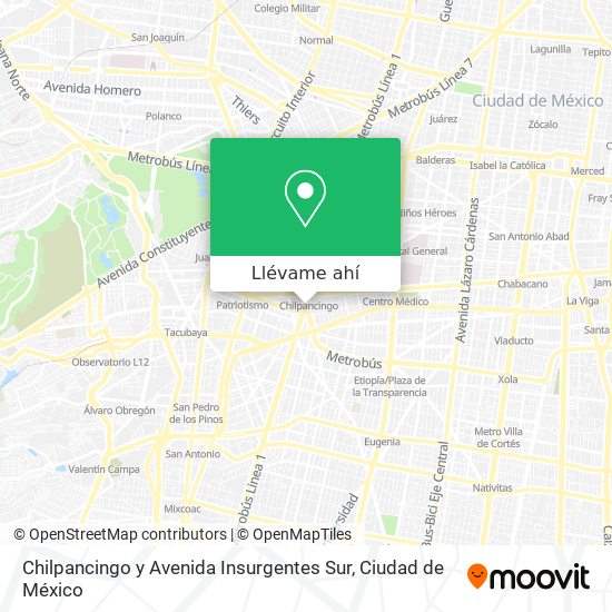 Cómo llegar a Chilpancingo y Avenida Insurgentes Sur en Miguel Hidalgo en  Autobús o Metro?