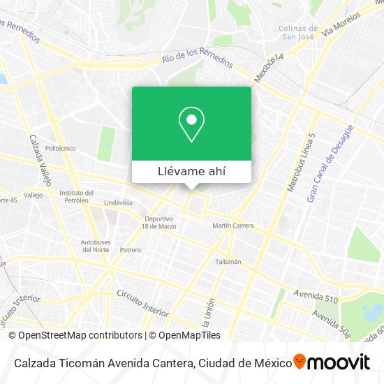 Mapa de Calzada Ticomán Avenida Cantera