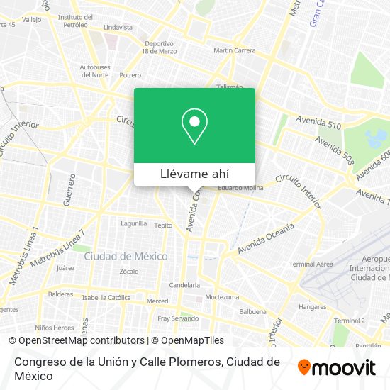 Mapa de Congreso de la Unión y Calle Plomeros