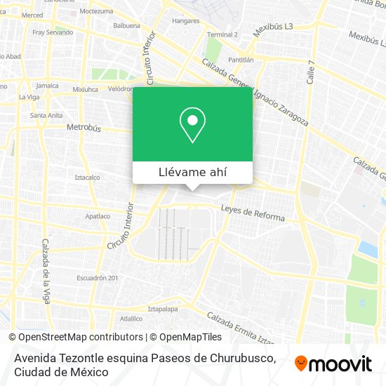 Mapa de Avenida Tezontle esquina Paseos de Churubusco