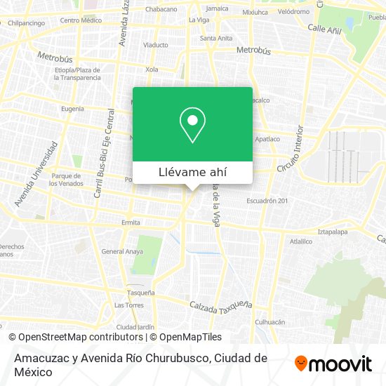 Mapa de Amacuzac y Avenida Río Churubusco