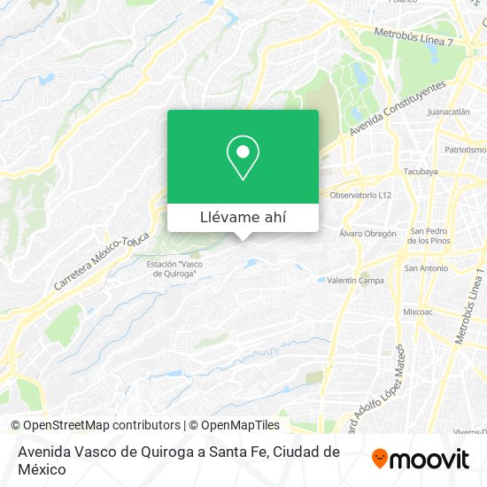 Mapa de Avenida Vasco de Quiroga a Santa Fe