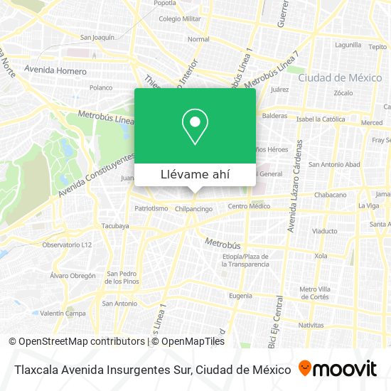 Mapa de Tlaxcala Avenida Insurgentes Sur