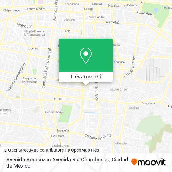 Mapa de Avenida Amacuzac Avenida Río Churubusco