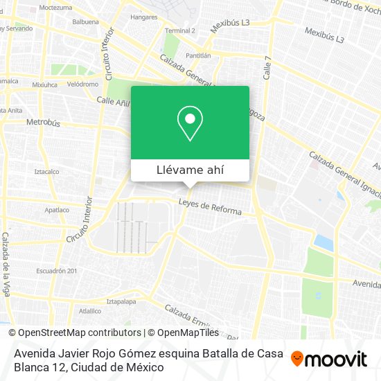 Mapa de Avenida Javier Rojo Gómez esquina Batalla de Casa Blanca 12