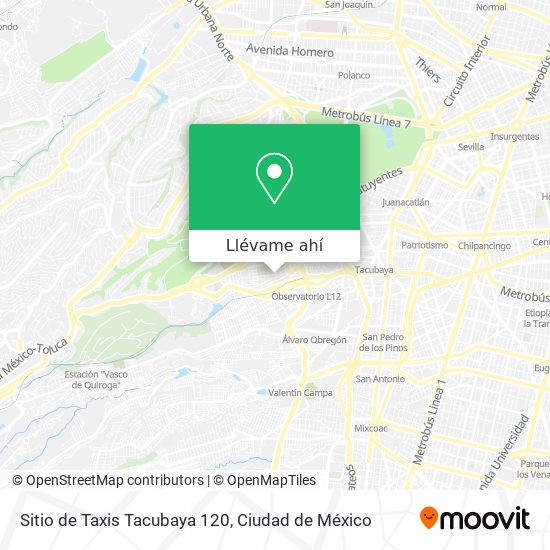 Mapa de Sitio de Taxis Tacubaya 120